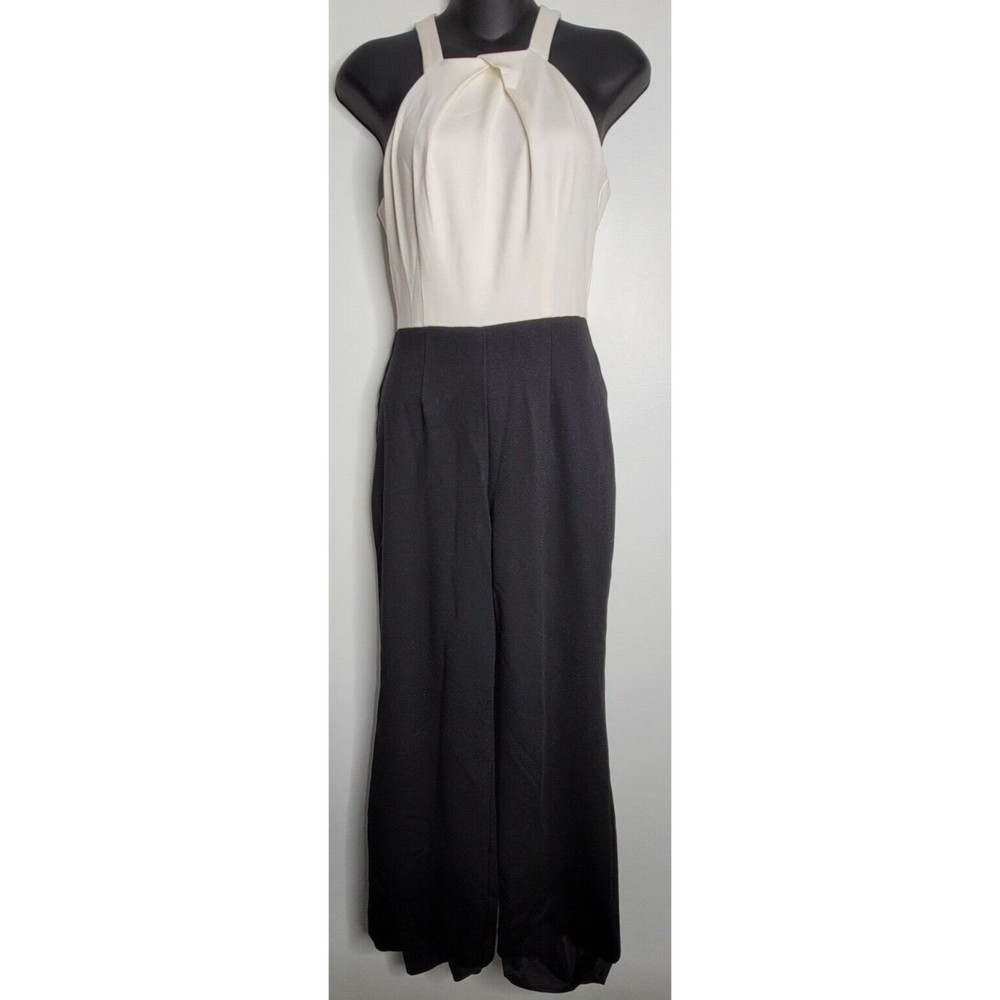 Trina Turk Womens‎ Black White Jumpsuit Size 2 Sleeveless Halter Elegant
